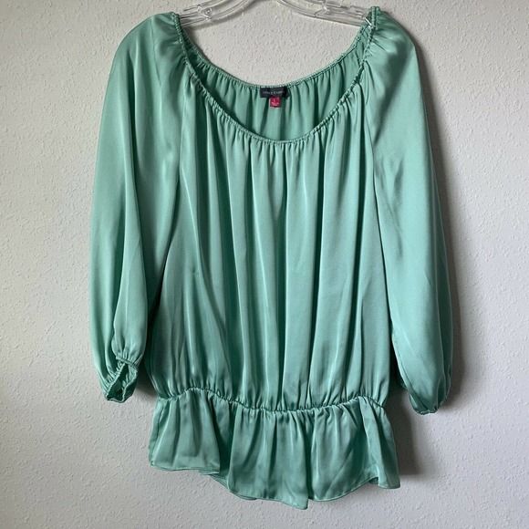 Vince Camuto Tops - Vince Camuto New Mint Long Sleeve Peplum Blouse